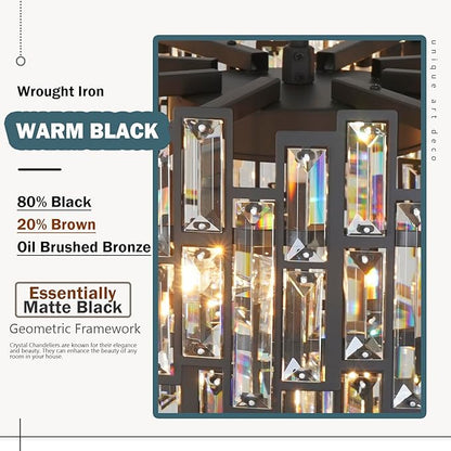 Modern Crystal Chandelier Lighting for Dining Rooms Bedroom Foyer Entryway Ceiling Hanging Pendant Light Fixture Lamp 24.5''