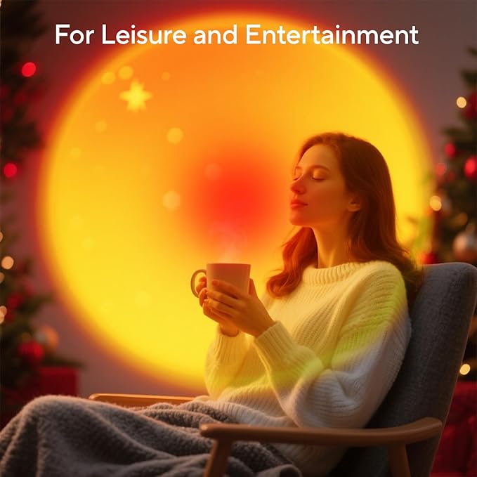 Neroupe Sunset Lamp Projector for Girls, Sunset Red Color Led Lamp Mood Lighting Night Light, 180° Adjustable Sunset Lamps for Living Room Decor/Home Decor/Bedroom Decor/Party