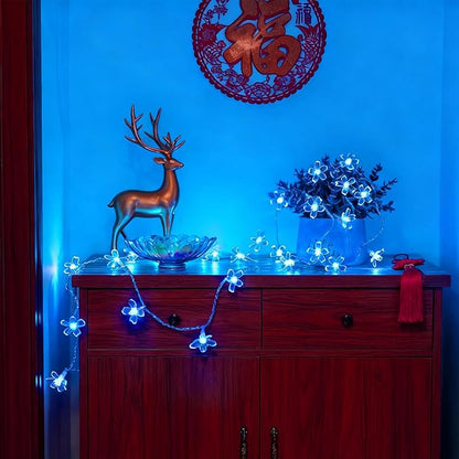 JACUXLSS 100 LED Light Up Flowers String Lights for Bedroom Romantic Decor, Plug in Fairy Cherry Blossom Tree Wall Hanging Indoor DIY Decorations for Christmas Easter Valentines Day Proposal Birthday