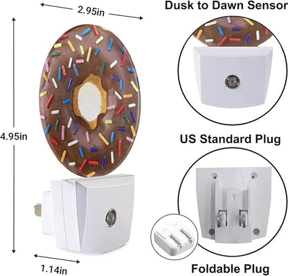 Donut Night Light Doughnut Food Dessert Decorative LED Dusk to Dawn Plug-in Nightlight Auto Sensor for Bedroom Bathroom Hallway Living Room
