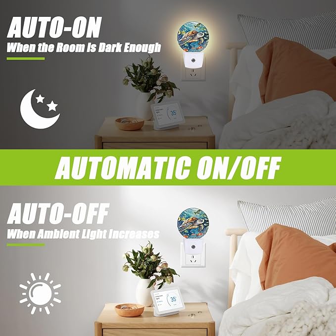 Sea Turtle Night Light,Underwater World Night Lights Plug into Wall for Kitchens Toilets Bedroom Decorative Half Round Nightlight Led Lamp 0.5W Sleep Friendly