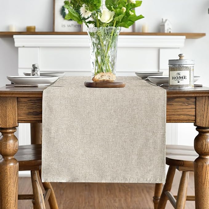 Artoid Mode Light Brown Table Runner, Seasonal Fall Washable Kitchen Dining Table Decoration for Home Party Decor 13x108 Inch