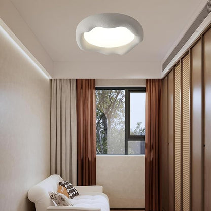JAYMP Modern Ceiling Light, LED Dimmable Remote Control Ceiling Lamp for Dining Room Living Room Japanese Wabi-Sabi Style Lighting Fixture (Matte White, 49cm/19.3inch)