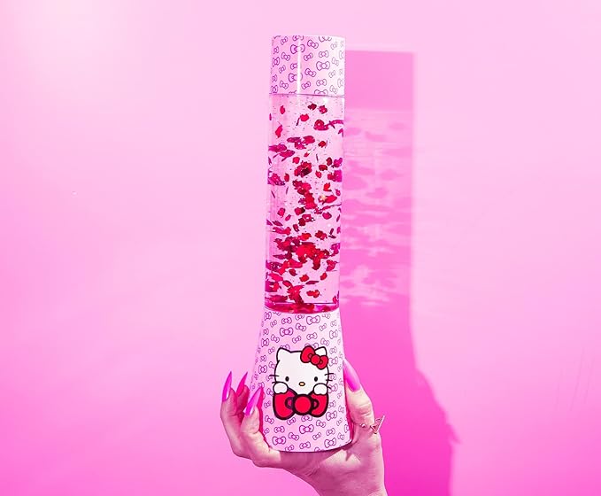 Ukonic Sanrio Hello Kitty Glitter Motion Mood Light | Nightstand Table Lamp for Bedroom, Desk | 12 Inches Tall
