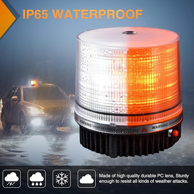 Nilight 18LED Strobe Lights Amber White Wireless Rotating Emergency Safety Flashing Beacon Light with Magnetic Base Mount and Two Types of Plugs for Vehicle UTV Truck Forklift Tractor Snow Plow
