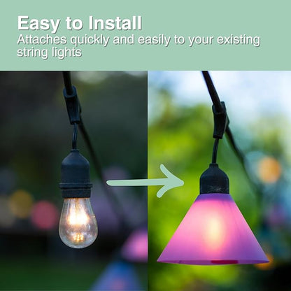 Multi Colored Light Covers for Outdoor Lights – 8 Pack LED Light Covers Decorative for String Lites – Outdoor Lite Bulb Cover Shades – Patio, Garden, Backyard Party Lighting