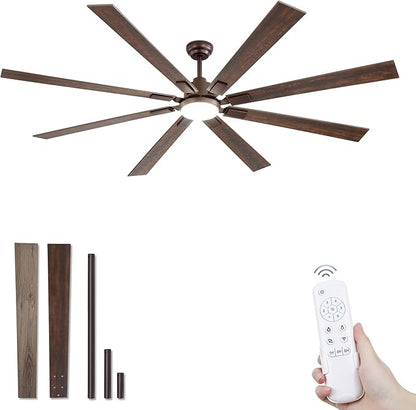ZMISHIBO 80 Inch Oil Rubbed Bronze Ceiling Fans with Lights and Remote, Indoor/Outdoor Farmhouse Ceiling Fan for Living Room Patio, 6 Speed Reversible Quiet DC Motor, 3CCT, Dual Finish Blades
