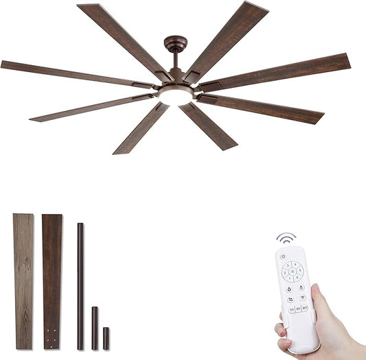 ZMISHIBO 80 Inch Oil Rubbed Bronze Ceiling Fans with Lights and Remote, Indoor/Outdoor Farmhouse Ceiling Fan for Living Room Patio, 6 Speed Reversible Quiet DC Motor, 3CCT, Dual Finish Blades