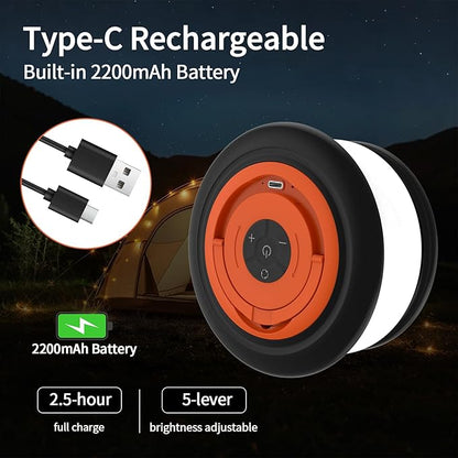 2-Pack Camping String Lights, 4 in 1 Retractable String Lights, Quick 30s Recovery, 32.8ft Rechargeable LED Fairy Lights for Outside, 32.8ft Portable Tent Lights for Tent Patio Awning RV Decoration