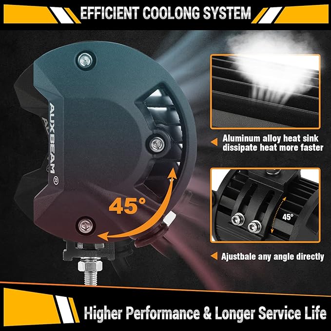Auxbeam 12 Inch LED Light Bar 300W 6 Modes Amber White Strobe Light, Off-Road Driving Light Spot Flood Combo Work Light with 16AWG 10FT Wiring Harness Kit - 1 Lead for Jeep Wrangler Boat Truck SUV ATV