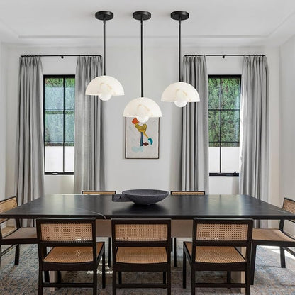Modern Pendant Light Fixtures: 10 Inch Resin Shade Mid Century Chandelier - Adjustable Black Pendant Lighting for Kitchen Island Living Room Bedroom