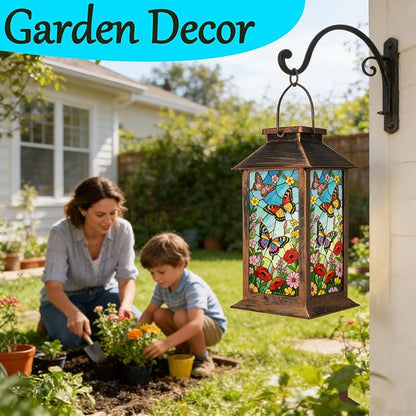 Butterfly Solar Lanterns Outdoor Waterproof Garden Decor,Hanging Solar Lights Bird Decorative,Mothers Day Gifts for Women Mom Birthday Gifts Ideas for Yard Patio Lawn Tabletop Landscape Walkway