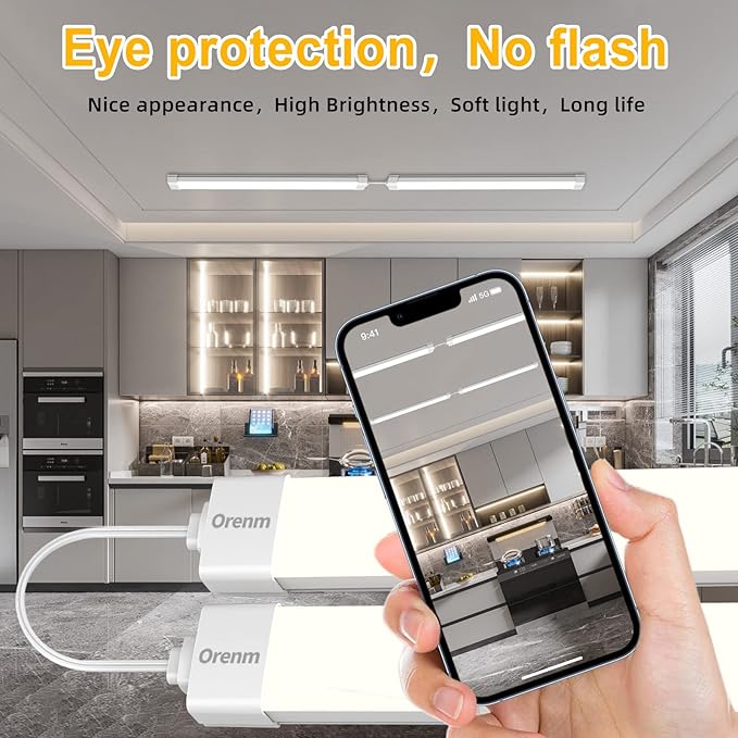 Plug and Play Linkable Waterproof LED Tube Light ,2FT 18W 5000K with Switch Cord Easy Installed on Ceiling or Wall Without Wiring for LED Garage Light Under Cabinet Light LED Shop Light (2FT 2 Pack)