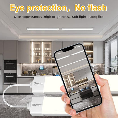 Orenm LED Tube Light 1.4FT 17in With Plug, 16W 1700LM 5000K Shop Light IP65 Linkable Ceiling Closet Lights With NO/Off Switch Plug Cord