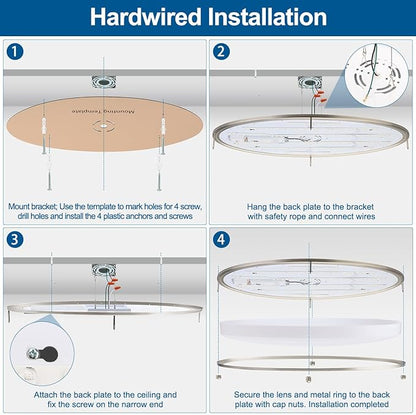 DAKASON 2Pack 32In Oval LED Flush Mount Ceiling Light for Kitchen, 50W Modern Ceiling Light Fixture for Living Room, 3500K/4000K/5000K, Dimmable for Dining Room/Laundry/Hallway, Brushed Nickel