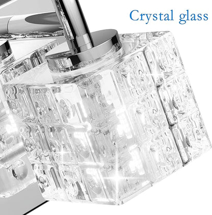 Ralbay Modern LED Chrome Vanity Lights - 4 Lights Crystal Bathroom Light Fixtures Over Mirror