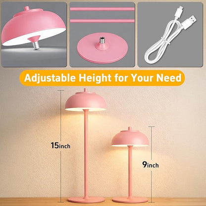 Pink Table Lamp Set of 2 Rechargeable,Table Lights Battery Operated-IP65 Waterproof-for Outdoor Patio/Restaurants/Home/Dinner/Table Lighting-Touch Control & Dimmable