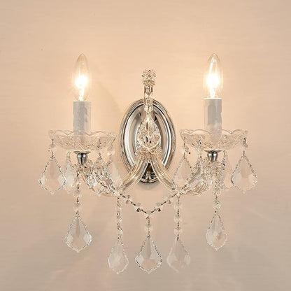 Crystal Wall Lights, Modern Sconces - Brilliant 2 Light Maria Theresa Wall Lamp Light Fixtures, Wall Mounted Lamp for Bedroom, Living Room, Bedside, Corridor
