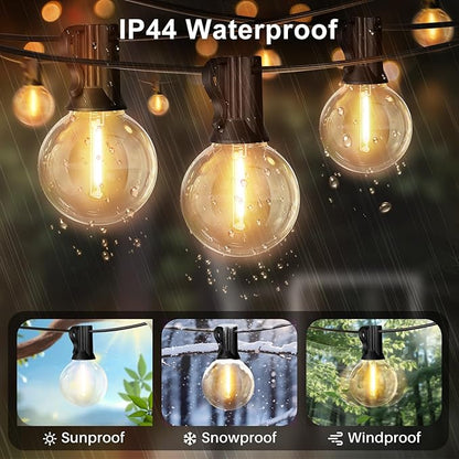 LAMPHOME LED Outdoor String Lights, 51FT Waterproof Patio Lights with 25+2 Edison Shatterproof Bulbs, UL Listed Connectable Dimmable Hanging Lights for Backyard Porch Garden Deck Balcony Decor