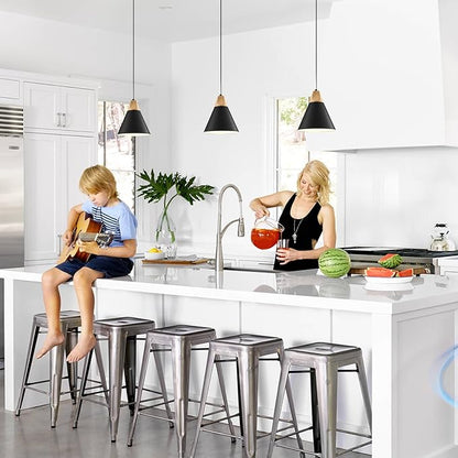 Modern Pendant Lights, 3 Packs 9.4inch Black Pendant Light, Kitchen Pendant Lights, Farmhouse Pendant Light for Kitchen, Living Room, Bar, Bedroom, Office