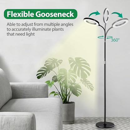 Floor Grow Lights for Indoor Plants, Full Spectrum Plant Light with 68" Stand for Growing Large Tall Plants, Black Halo Grow Lamp with 3/9/12H Timer, 3 Light Modes, 10 Dimming