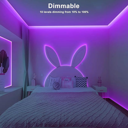 Tatazone 16.4ft Purple COB Led Strip Lights with Remote, Dimmable Bright Dotless Adhesive Indoor Led COB Light Strip for Cabinet, Painting, Room, Bed
