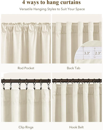 StangH Ivory White Curtains 102 inches Long Super Soft Velvet Light Dimming Privacy Protect Window Drapes for Nursery Kids Bedroom/Baby Playroom, W52 x L102, 2 Panels