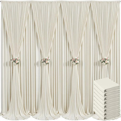 8 Panels Beige Backdrop Curtain for Baby Shower Wrinkle Free 40ft x 10ft Backdrop Drapes Panels for Parties Wedding Bridal Shower Birthday Photo Photography Fabric Background Decoration