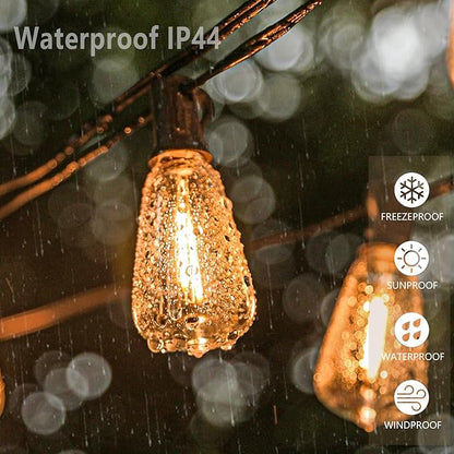 ST38 Replacement LED Light Bulbs, Shatterproof & Waterproof 0.6W ST38 LED Bulbs, Outdoor String Lights, E12 Base Patio Edison LED Light Bulbs, Warm White 2200K Plastic 40LM Non-Dimmable 25 Pack