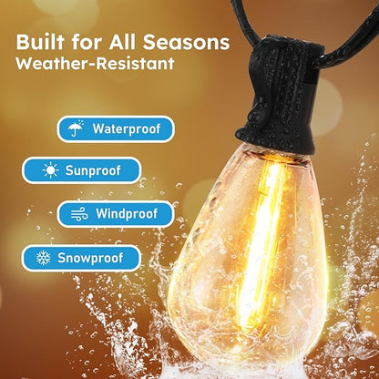 GvvooHome S11 LED Outdoor String Lights 50FT, Shatterproof & Waterproof Patio Lights with 16 Plastic Bulbs for Porch, Deck, Garden, Backyard, Balcony, 2700K Dimmable
