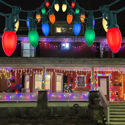 25Ft LED Christmas Lights Outdoor, C9 Vintage Christmas Lights with 25 LED Multicolor Plastic Bulbs, Hanging Christmas String Lights for Indoor Outdoor Party Patio Wedding Xmas Tree Christams Decor