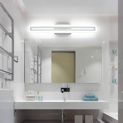 SOLFART Brushed Nickel Bathroom Vanity Light 32 Inch Bathroom Lighting Fixtures Over Mirror 6000K