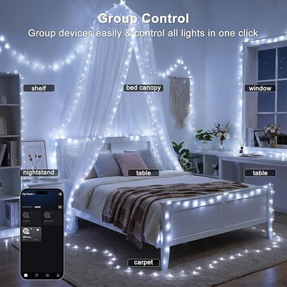 OMIKA 100FT 300 LED Fairy Lights Plug in, Smart String Lights with APP & Remote Control DIY Music Sync, Warm White & Color Changing Christmas Lights for Outdoor Indoor Bedroom Party Dorm Decoration