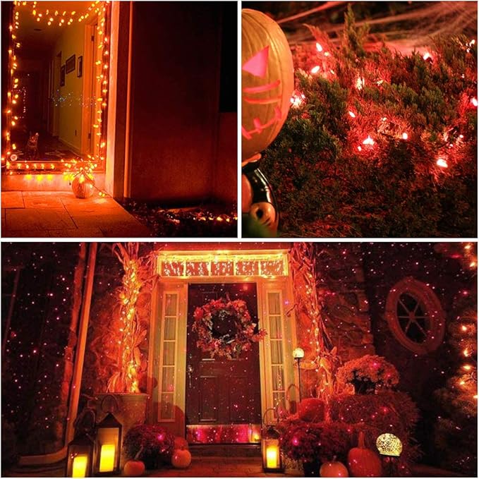MAGOTAN Christmas Lights Outdoor Battery Operated - 50 LED String Lights with Timer for Halloween Christmas Tree Wreath Party Home Garden Indoor Outdoor Decor, Waterproof, Orange