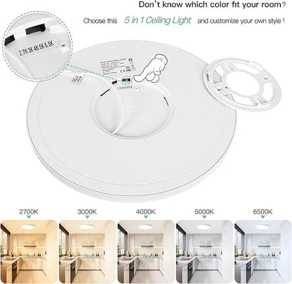 Brightever 4Pack LED Flush Mount Ceiling Light Fixture, 12 Inch 24W, Super Slim 0.67 Inch, 3200LM, Dimmable & 2700K-6500K 5 Color Selectable LED Ceiling Lights for Bedroom