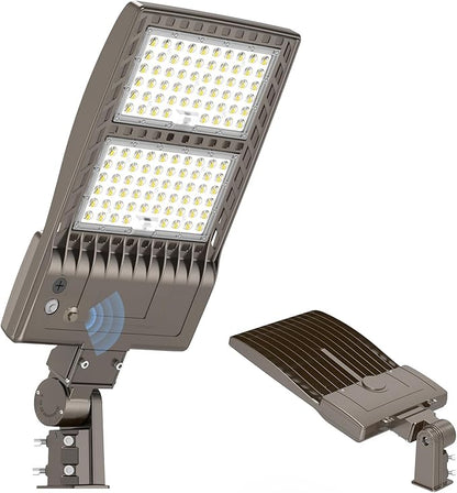 KUKUPPO 450W LED Parking Lot Light Dusk to Dawn 67,500LM, ETL Listed Power Adjustable LED Shoebox Pole Court Light Industrial Outdoor Parking Lighting Slip Fit 5000K IP65 Waterproof 100-277V
