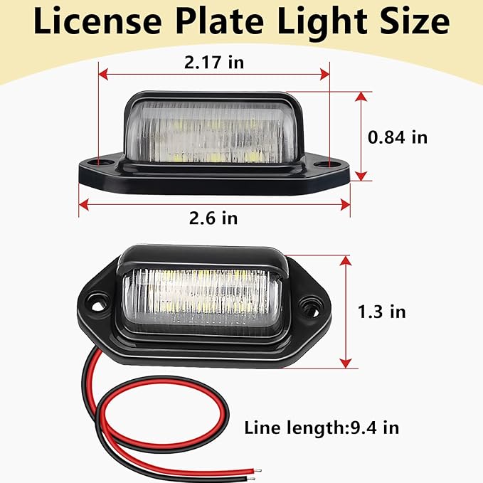 ecocstm 8 PCS White LED License Plate Light, 6-SMD Waterproof Tag Lights, 12V-24V DC Lamp Taillight, Step Courtesy Light Dome Cargo Lights for Truck SUV Van RV Trailer