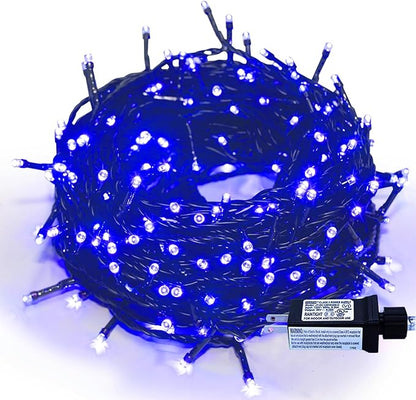 Christmas String Lights Blue - 320 LEDs 35m/115ft 8 Modes End-to-End Plug in Outdoor Waterproof Decorative Fairy Twinkle Indoor Christmas Tree Lights for Halloween/Home/Patio/New Year/Room/Wedding