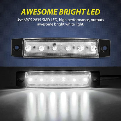 Nilight 10PCS 3.8" 6LED White LED Indicator Light Truck Camper Side Marker Clearance Lights for Marine Boat Stern Yacht Kayak Sailboat Trailer Bus RV