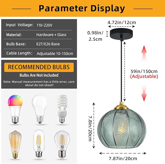 Mikeru 2-Pack Mint Glass Pendant Lights Kitchen Island Lighting Single Globe Pendant Light Fixtures Century Modern Kitchen Island Pendant Lighting for Bedroom Living Dining Room Light (Without Bulbs)