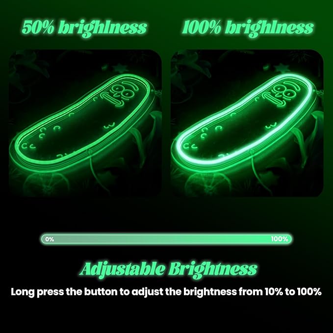 Cartoon Pickle LED neon Sign for Wall Decoration, Anime neon Light Sign for Man cave Decor, Christmas Ornament, Party and Game Room Decoration, Dimmable Dill neon Sign USB Power (Green R)