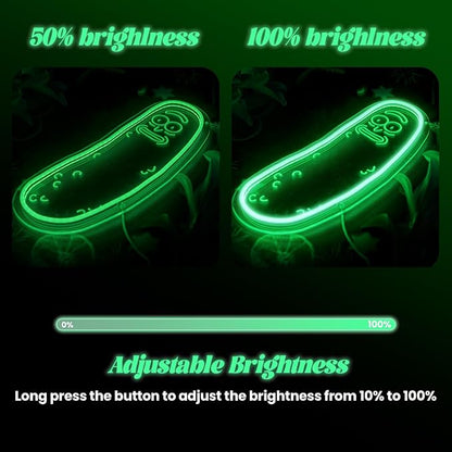 Cartoon Pickle LED neon Sign for Wall Decoration, Anime neon Light Sign for Man cave Decor, Christmas Ornament, Party and Game Room Decoration, Dimmable Dill neon Sign USB Power (Green R)