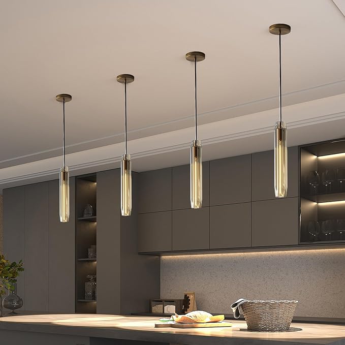 Pendant Lights Kitchen Island Pendant Lights Pendant Light fixtures Kitchen Pendant Light pendent Light 15" Amber Crystal lampshade Island Pendant Lights for Kitchen