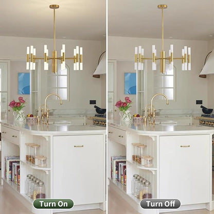 Modern Gold Chandelier 20-Light, Luxury Round Sputnik Chandeliers with Acrylic Shades, 26.7" Candle Chandelier for Dining Room, High Ceilings, Living Room, Foyer, Entryway, G9 Base
