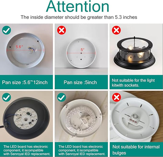1-Pack 5.3" LED Retrofit Light Kit for Ceiling Flush 15W 120V 3000/4500/6000K LED Ceiling Fan Light Replacement Panel PCB Dimmable