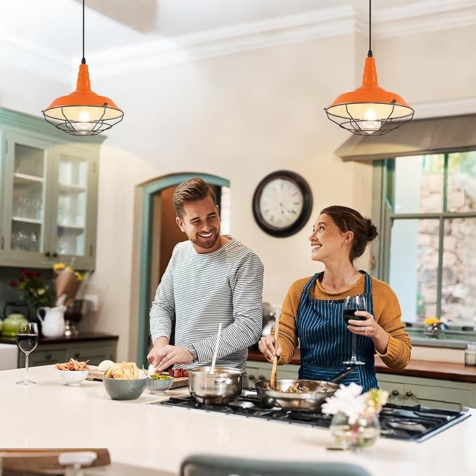 Farmhouse Orange Pendant Light, 3 Packs 10.5 inch, Island Pendant Lights, Kitchen Pendant Lights, Kitchen Island Pendant Lights, Pendant Lights Kitchen Island for Bedroom, Living Room, Bar