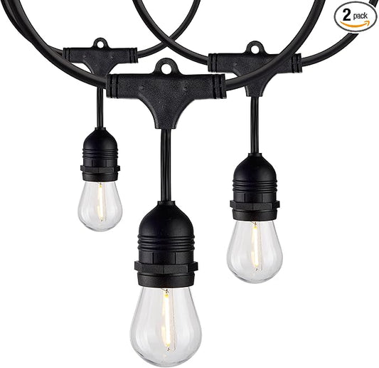 Satco S8037 LED Indoor/Outdoor String Lights, Black, S14 Bulbs, 24 Feet (Pack of 2)