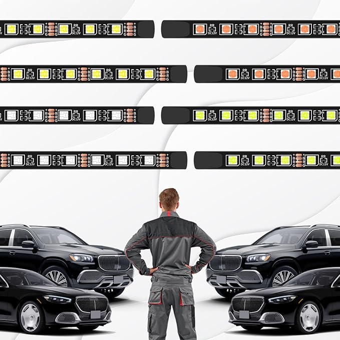 Interior Car Light, LED Ambient Lighting Strip Light Neon Atmosphere Lights, 12V USB Port Auto Under Dash Floor Ambient Night Light Decorative Lamp (USB+Blue)