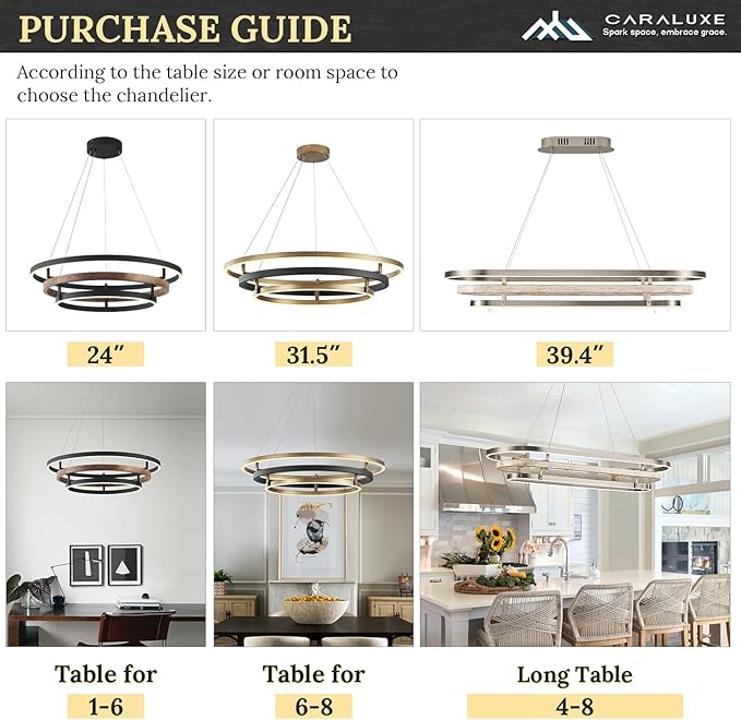 3 Ring LED Chandelier Black Gold Round Chandeliers Light Fixture 31in Dimmable Modern Circular Chandeliers Brass Gold Chandelier Light for Foyer Dining Room Bedroom Office Living Room Entryway