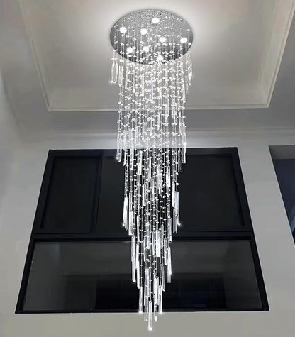 D24'' x H78'' Modern Crystal Chandelier High Ceiling Chandeliers for Entryway Glam Chandelier Large Raindrop Chandeliers LED Dimmable Light Fixtures for Staircaes Foyer Hallway Living Room
